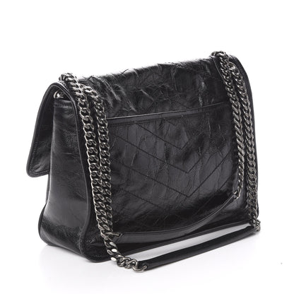 Saint Laurent Crinkled Calfskin Matelasse Monogram Medium Niki Chain Satchel Black 3 of 10