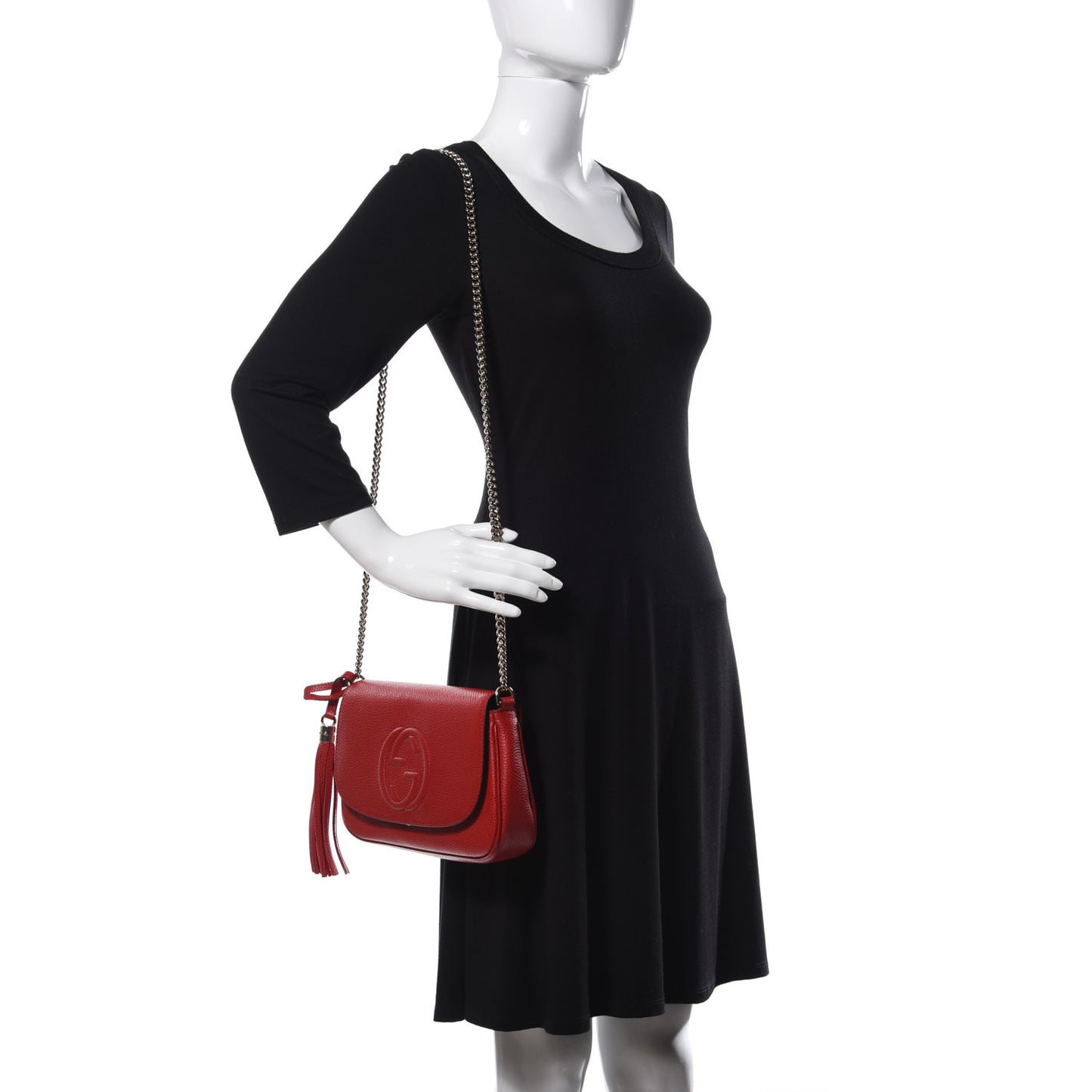 Pebbled Calfskin Medium Soho Flap Crossbody Vibrant Red