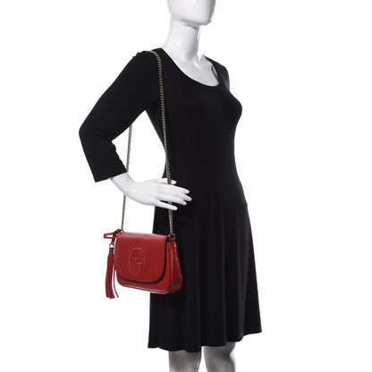 Gucci Pebbled Calfskin Medium Soho Flap Crossbody Vibrant Red 2 of 10