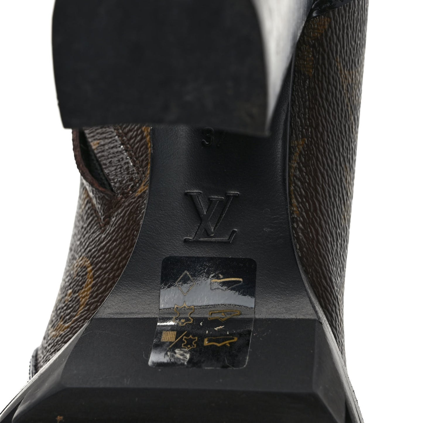 Patent Calfskin Monogram Star Trail Ankle Boots 37 Black