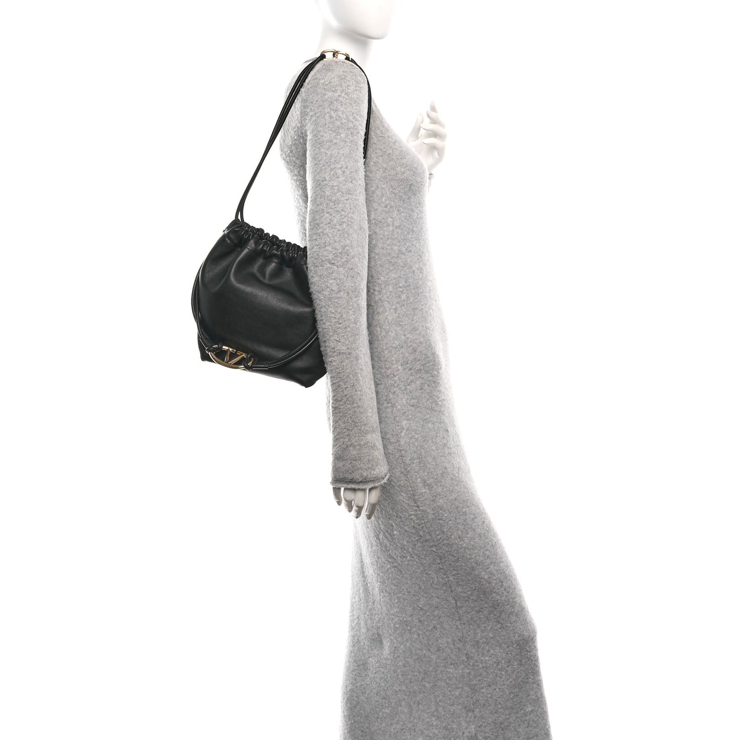 Nappa Vlogo Pouf Bucket Bag Black