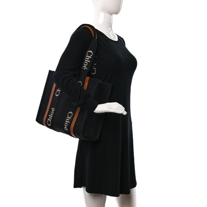 Chloe Cotton Calfskin Medium Woody Ribbon Tote Black 2 of 9