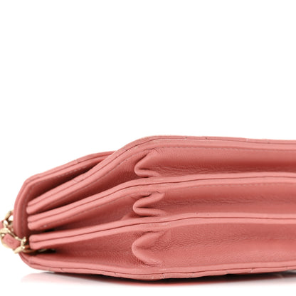 Chanel Lambskin Quilted Top Handle Flap Clutch With Chain Pink 9 of 13