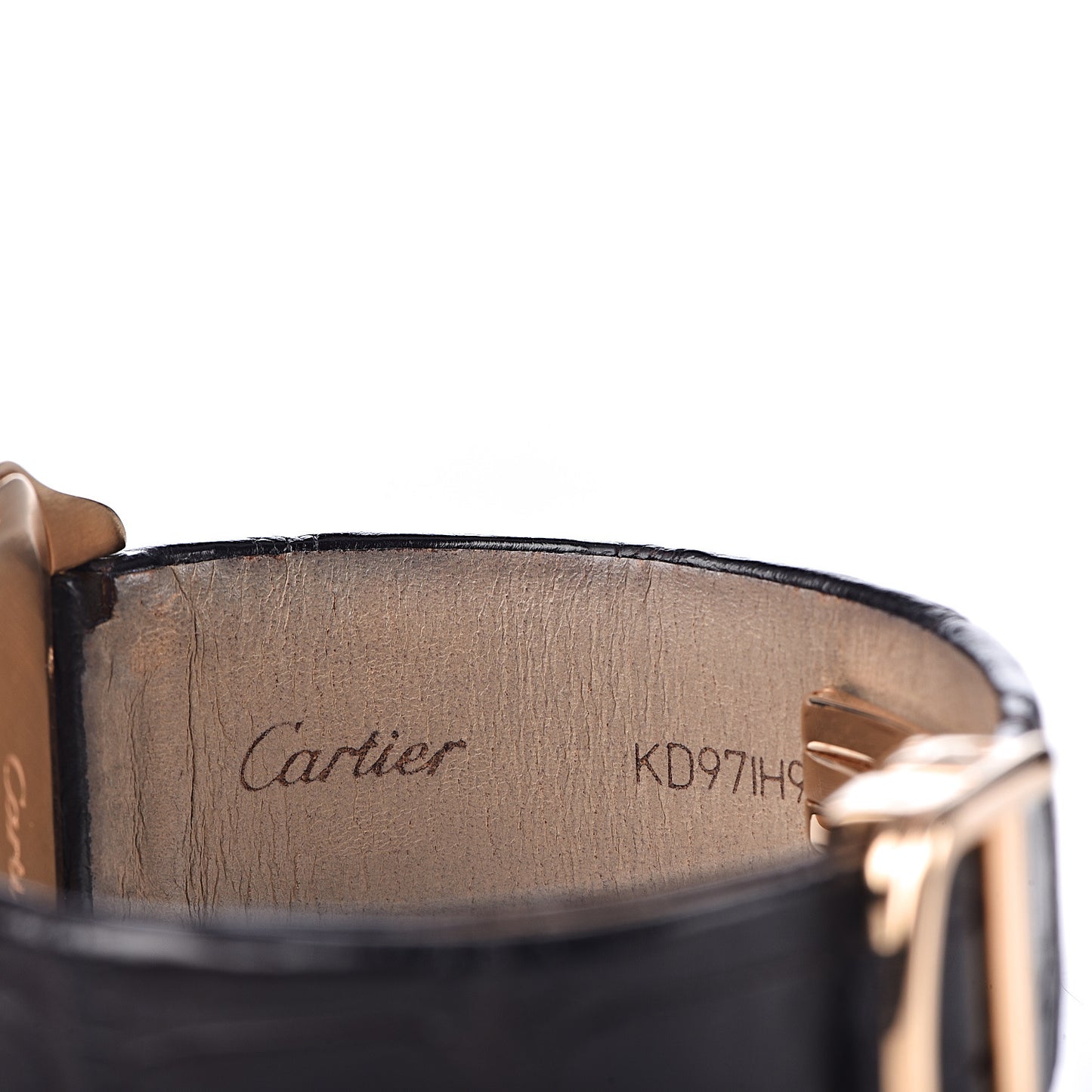 18K Pink Gold Alligator 35mm Santos Dumont Collection Privee Manual Winding Watch Black