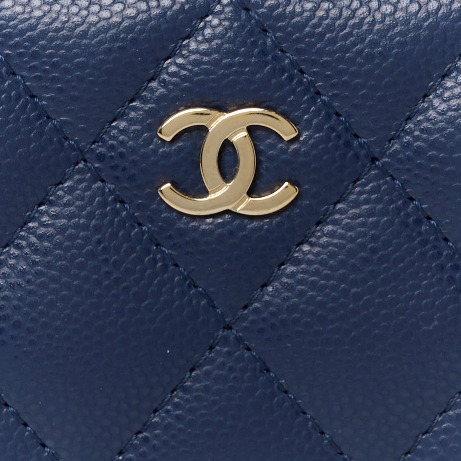 Chanel Caviar Quilted Zip Around Coin Purse Wallet Navy 8 of 8