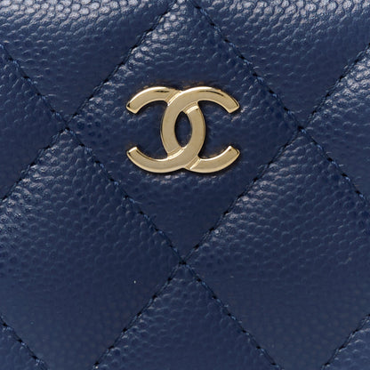 Chanel Caviar Quilted Zip Around Coin Purse Wallet Navy 8 of 8