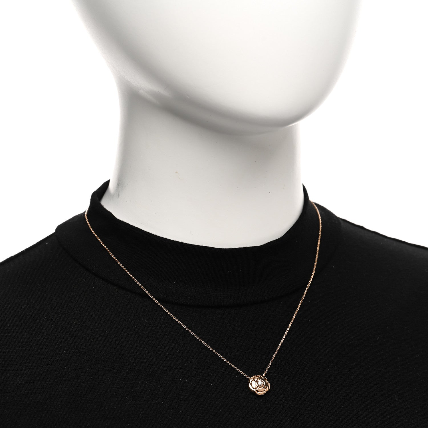 Chanel 18K Rose Gold Diamond Extrait de Camelia Pendant Necklace 2 of 4