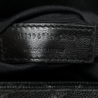 Saint Laurent Grain De Poudre Textured Mixed Matelasse Large Triquilt Monogram Monochrome Satchel Black 8 of 12