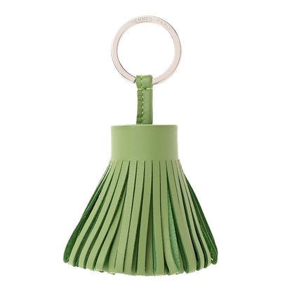 Hermes Lambskin Carmen Tassel Key Holder Vert Criquet 1 of 6