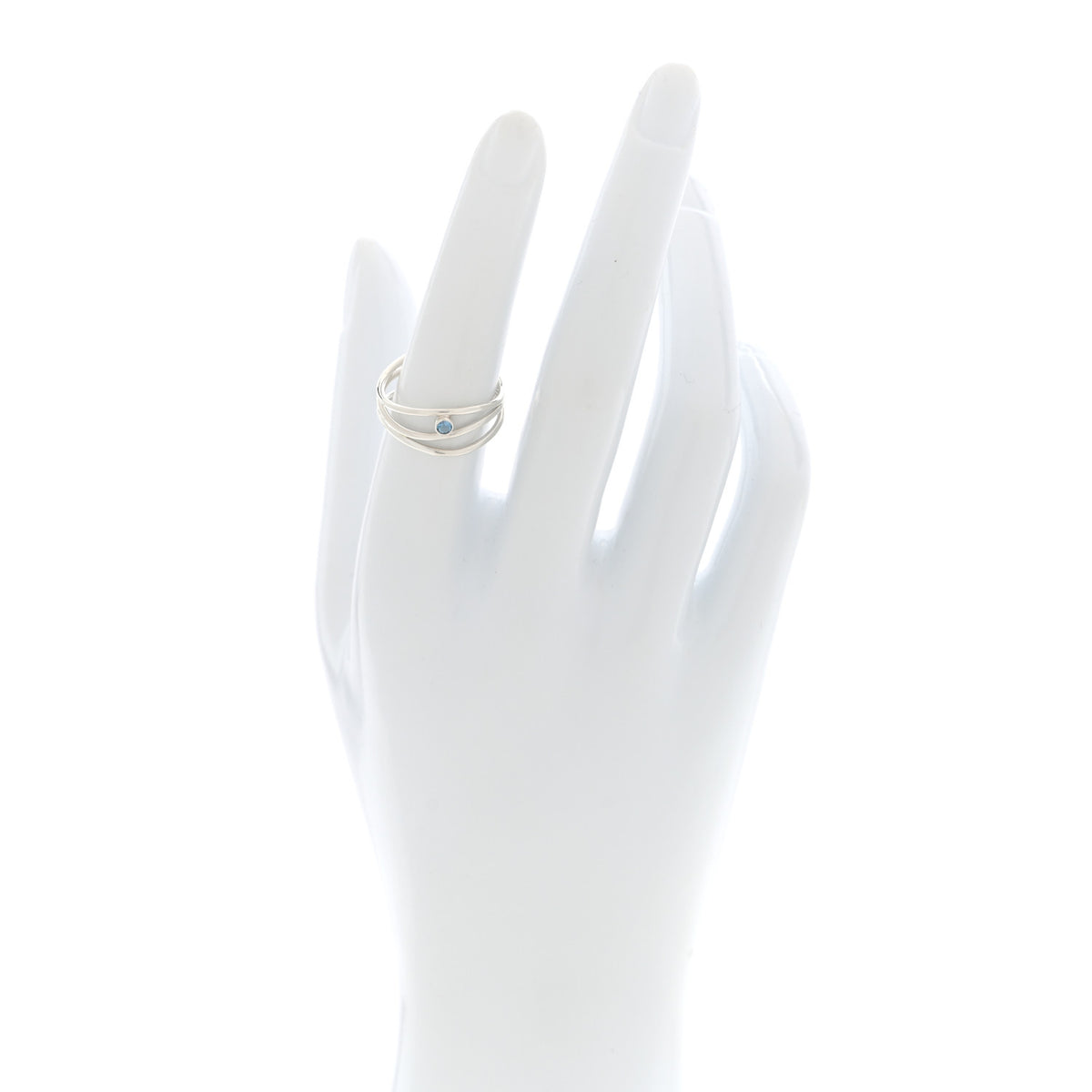 Tiffany Sterling Silver Blue Topaz 3 Row Wave Ring 54 6.75 2 of 4