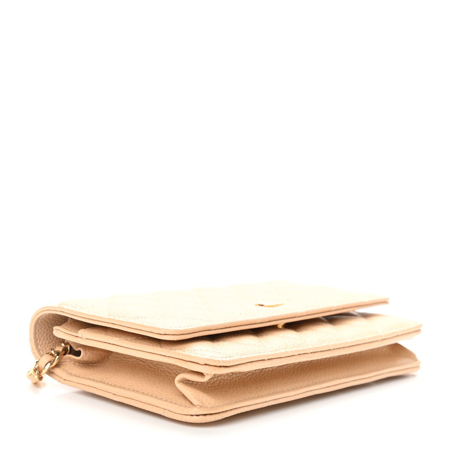 Caviar Quilted Wallet On Chain WOC Beige