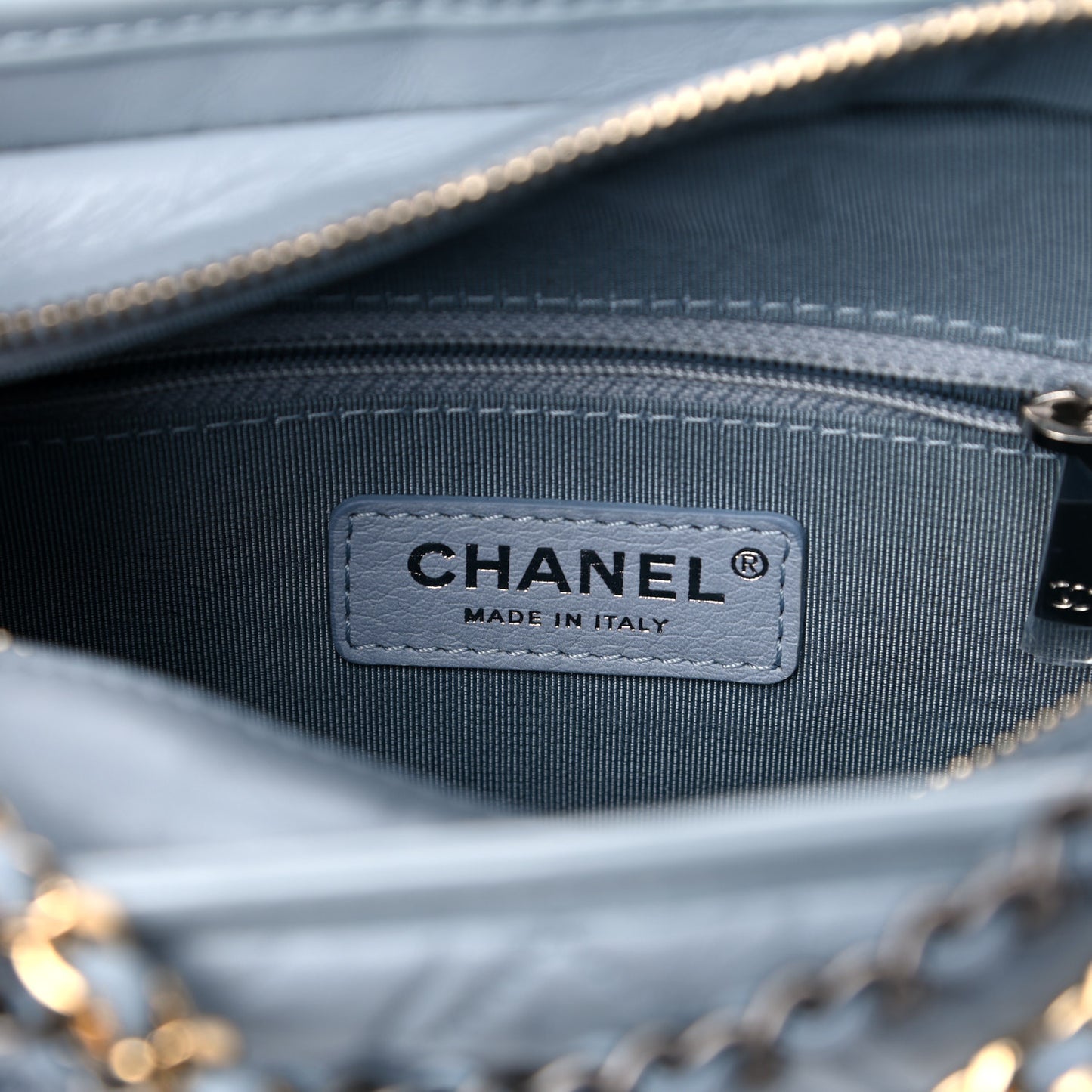 Aged Calfskin Quilted Small Gabrielle Hobo Light Blue