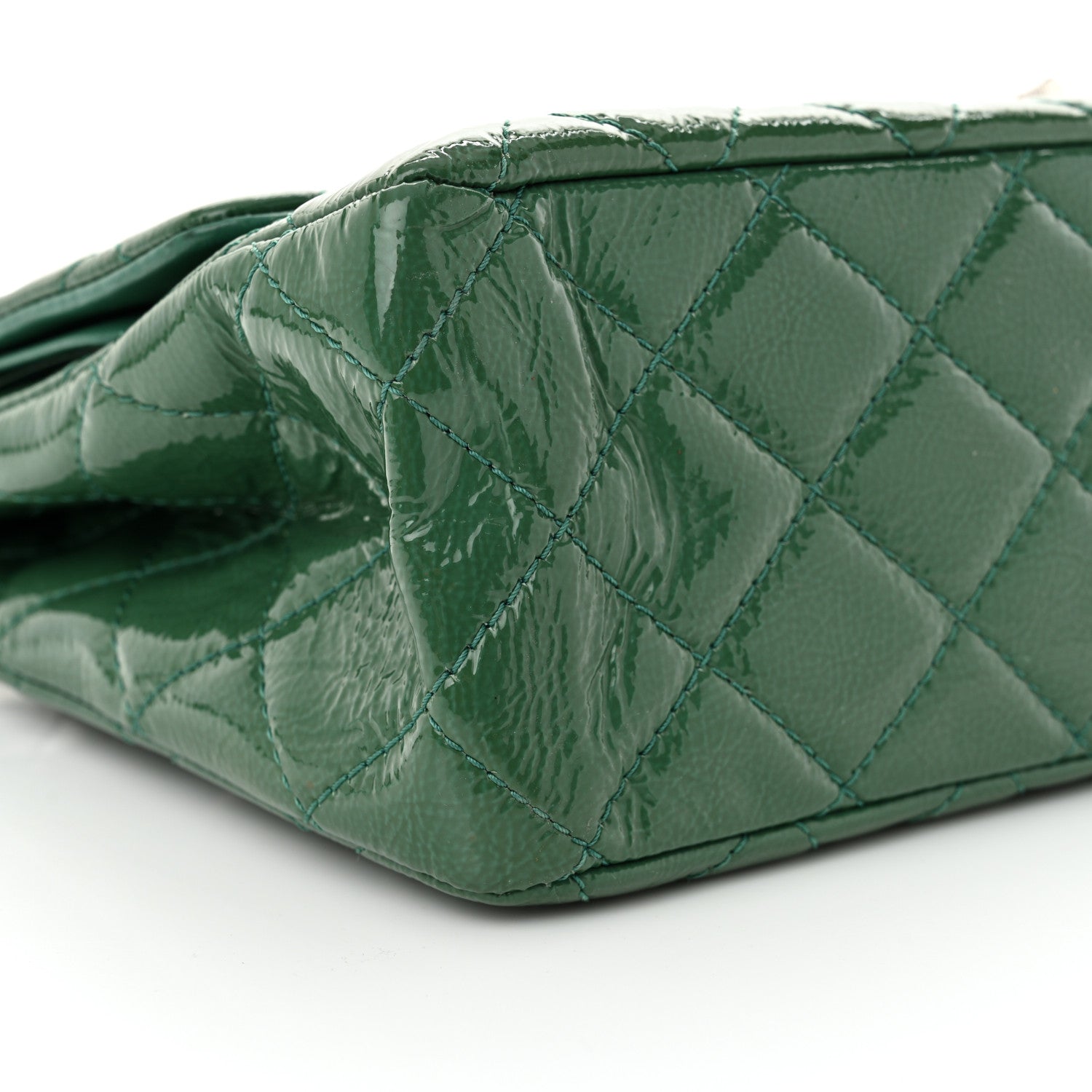 Chanel Distressed Patent Quilted 2.55 Reissue 227 Flap Green 9 of 10