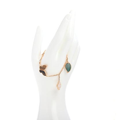 Van Cleef & Arpels 18K Yellow Gold Mother of Pearl Malachite Carnelian Tiger Eye 4 Motifs Lucky Alhambra Bracelet 2 of 5