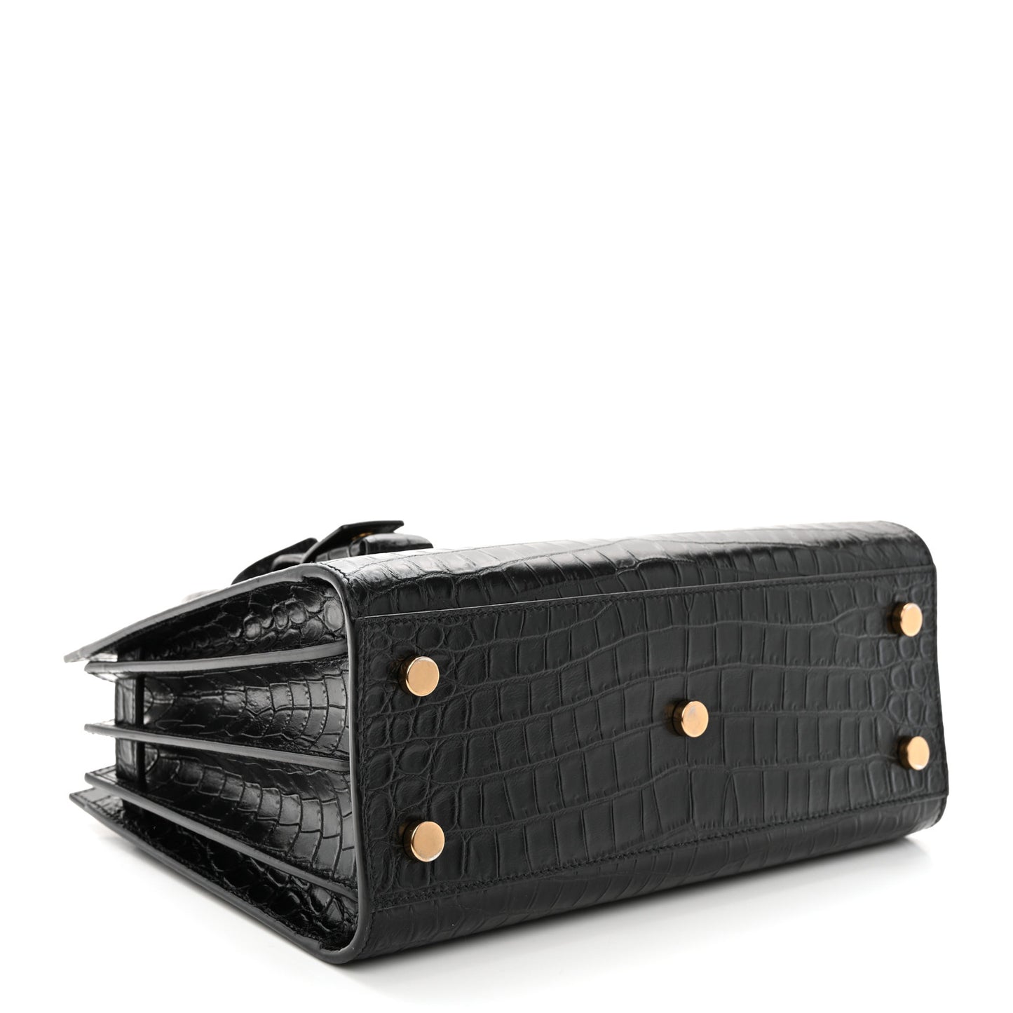 Calfskin Crocodile Embossed Baby Sac De Jour Black