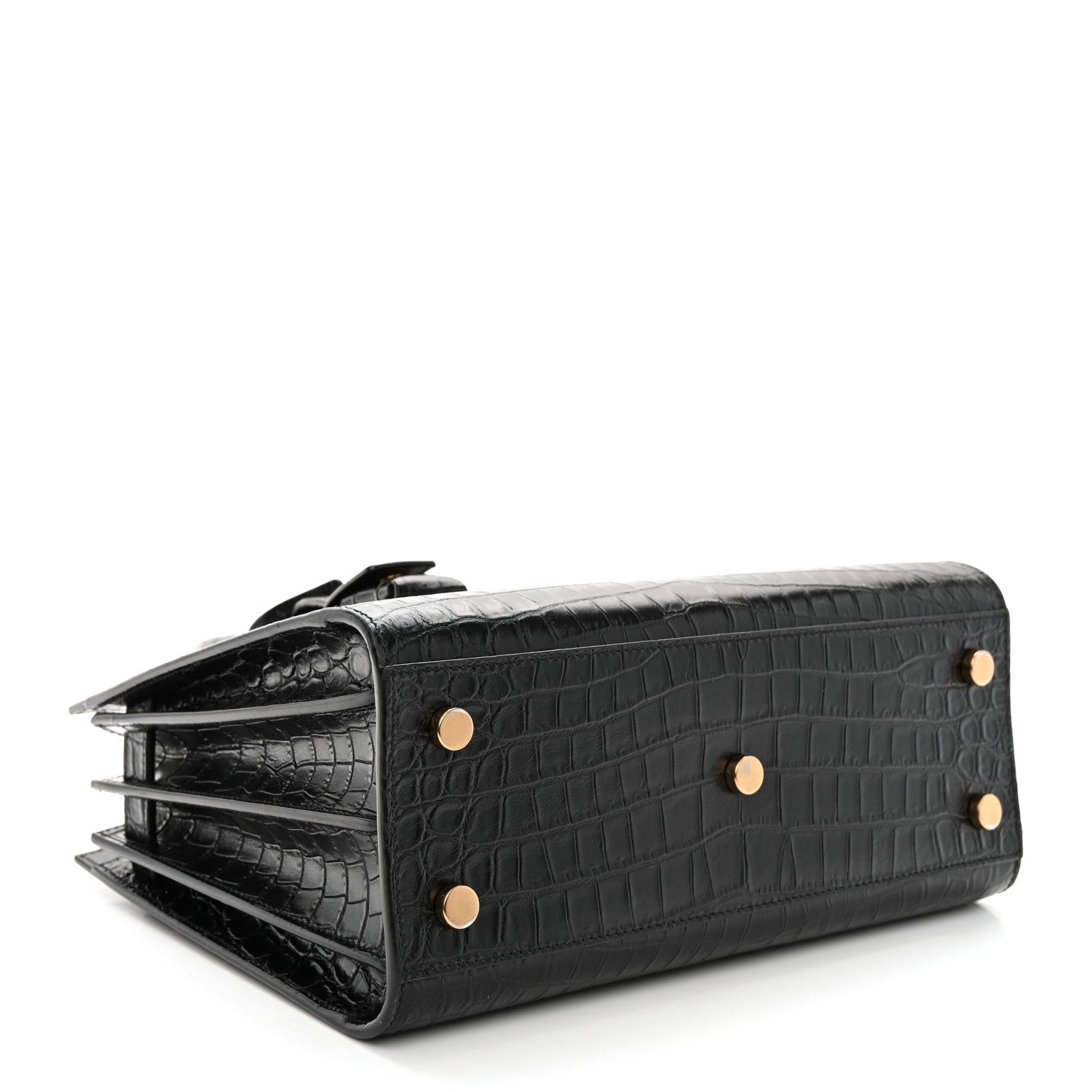 Saint Laurent Calfskin Crocodile Embossed Baby Sac De Jour Black 4 of 11