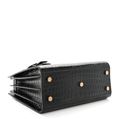Saint Laurent Calfskin Crocodile Embossed Baby Sac De Jour Black 4 of 11