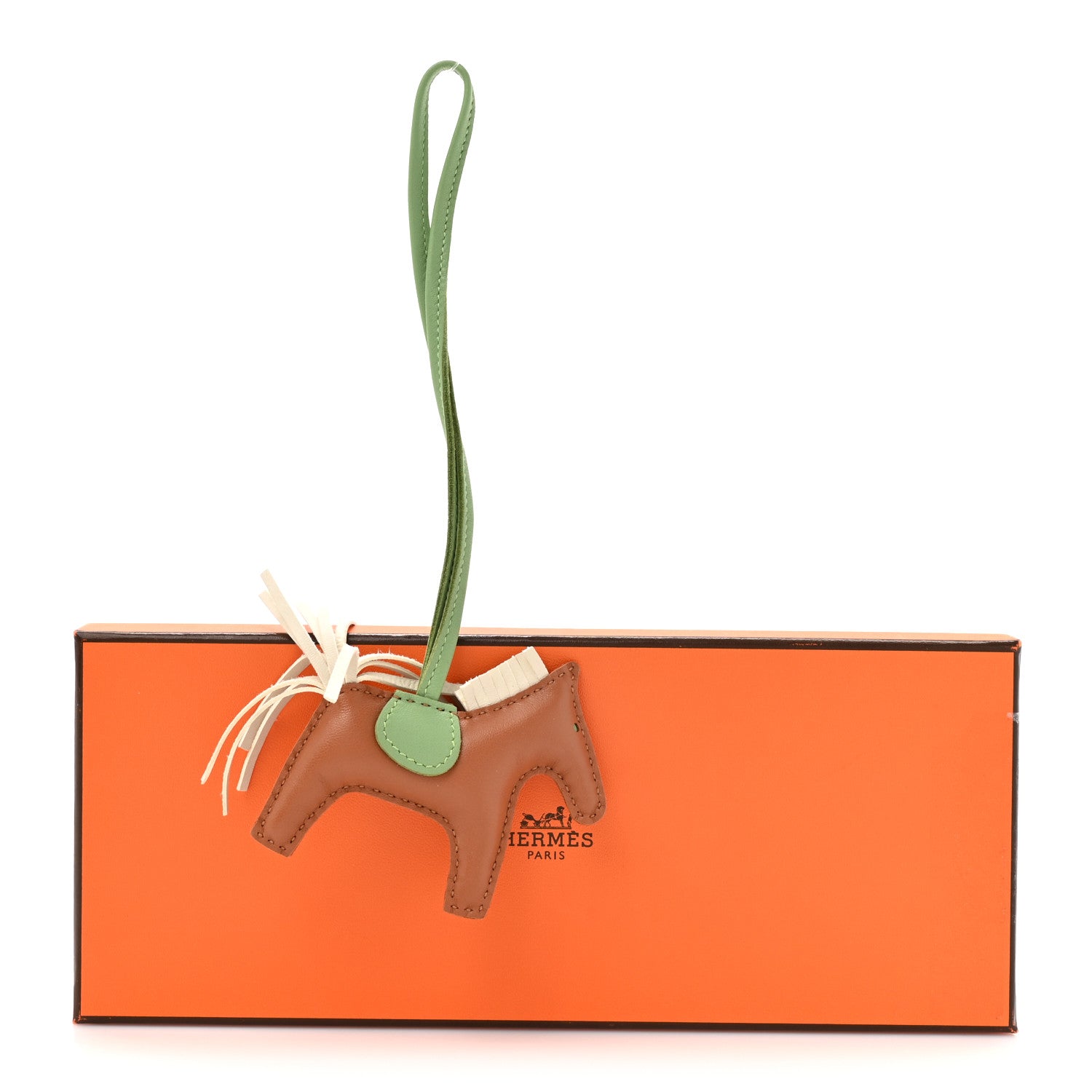 Hermes Milo Lambskin Grigri Rodeo Horse Bag Charm PM Gold Craie Vert Criquet 5 of 5