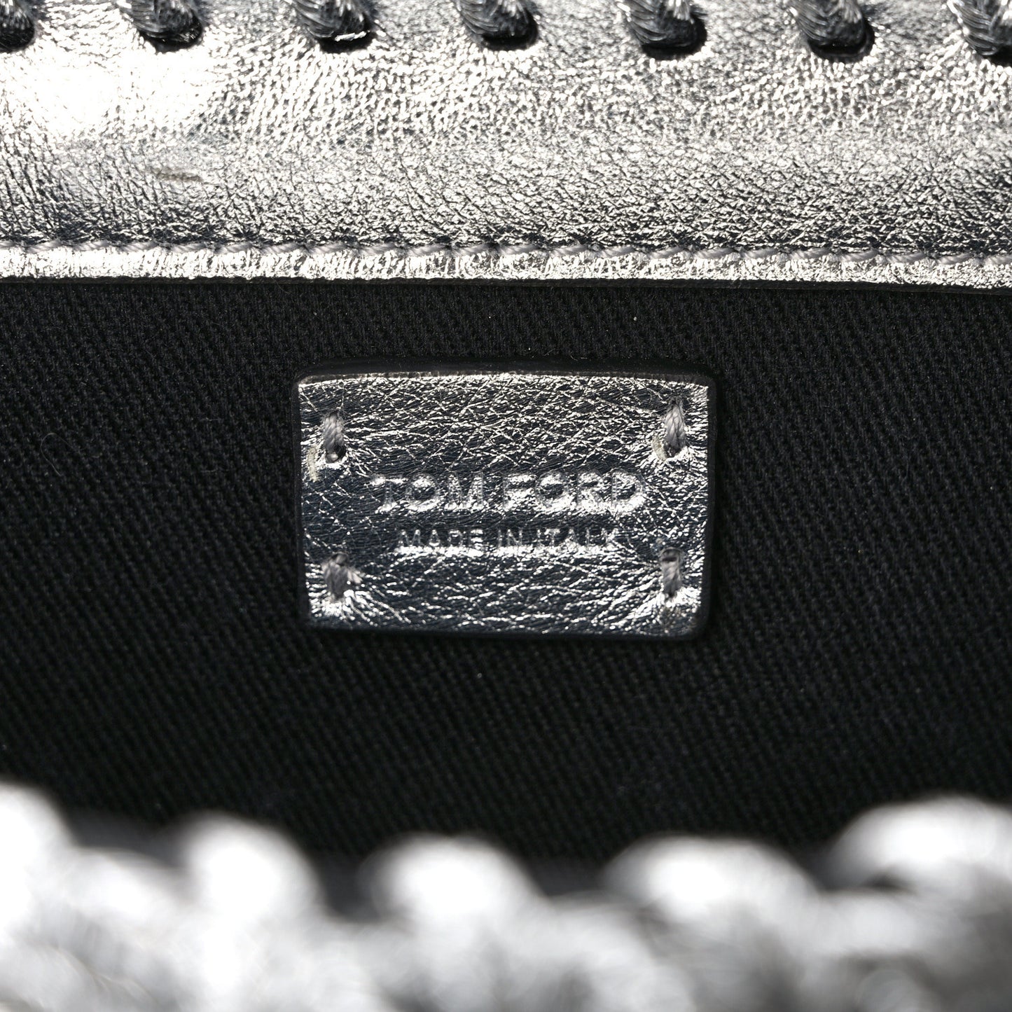 Calfskin Woven Satin Medium 001 Chain Shoulder Bag Silver