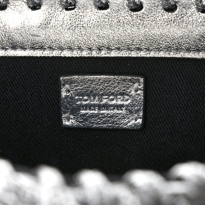 Tom Ford Calfskin Woven Satin Medium 001 Chain Shoulder Bag Silver 6 of 9