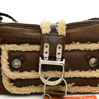 Christian Dior Suede Shearling Flight East West Bag Brown Beige 8 of 10