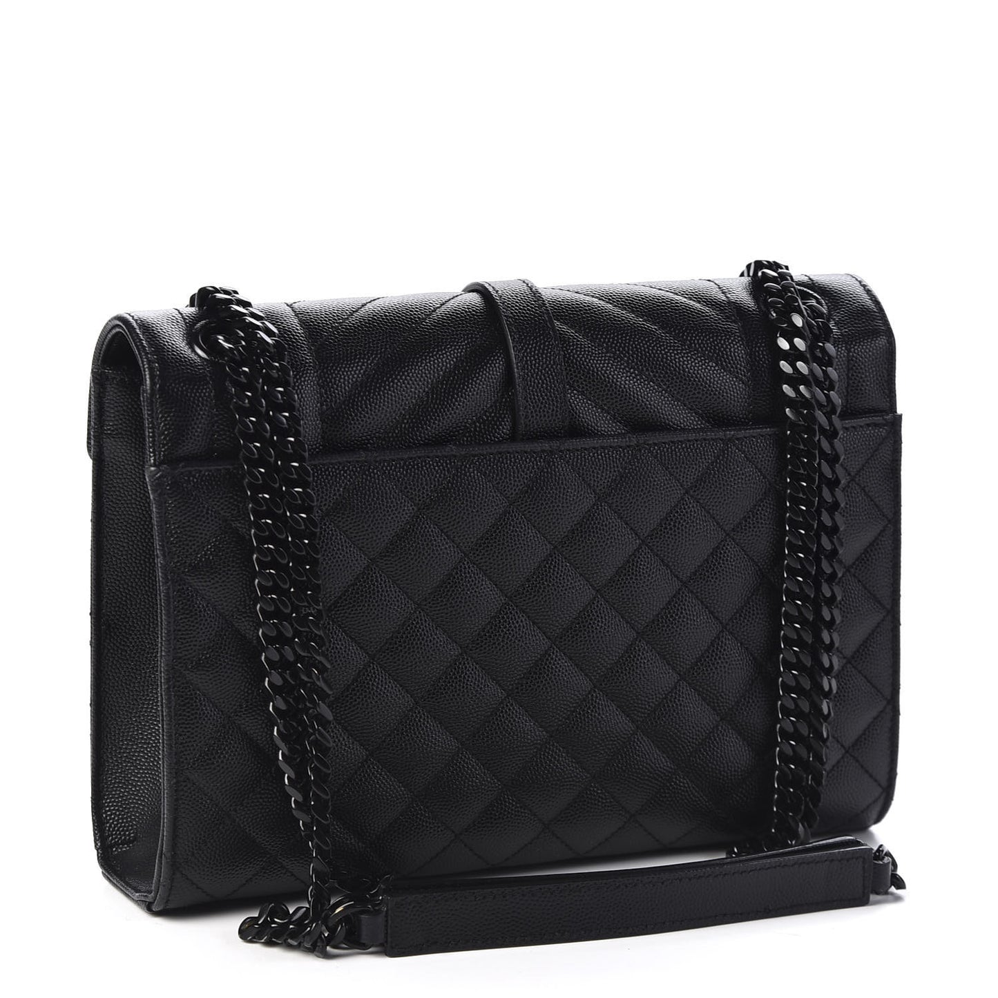 Grain De Poudre Textured Mixed Matelasse Triquilt Medium Monogram Satchel Black