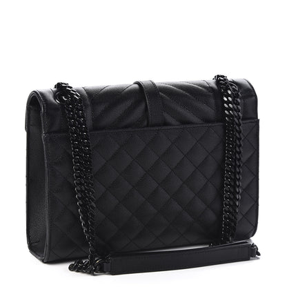 Saint Laurent Grain De Poudre Textured Mixed Matelasse Triquilt Medium Monogram Satchel Black 2 of 9