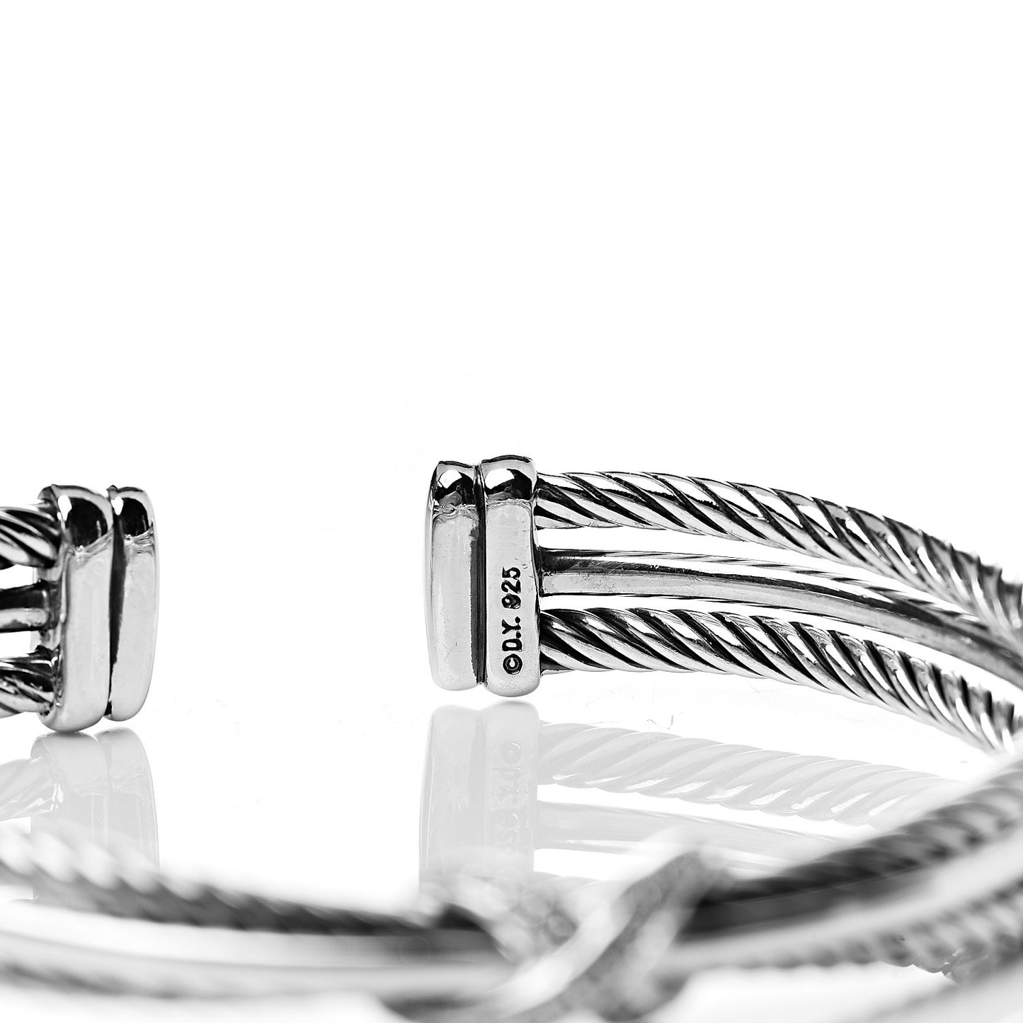 Sterling Silver Diamond 7mm Crossover X Bracelet