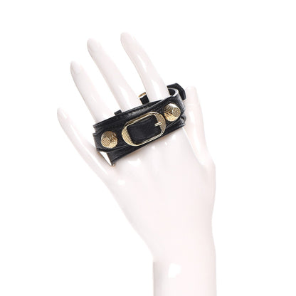 Balenciaga Agneau Arena Classic Hardware Triple Tour Giant Gold M Bracelet Black 3 of 12