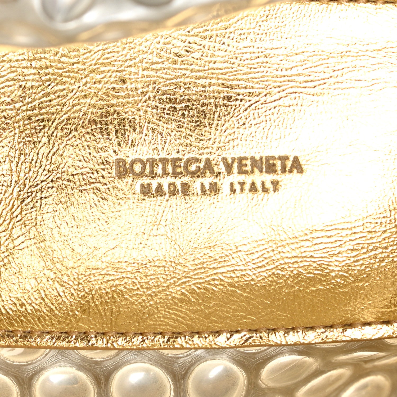 Bottega Veneta Metallic Fabric Bubble Wrap The Mini Pouch Gold 6 of 9