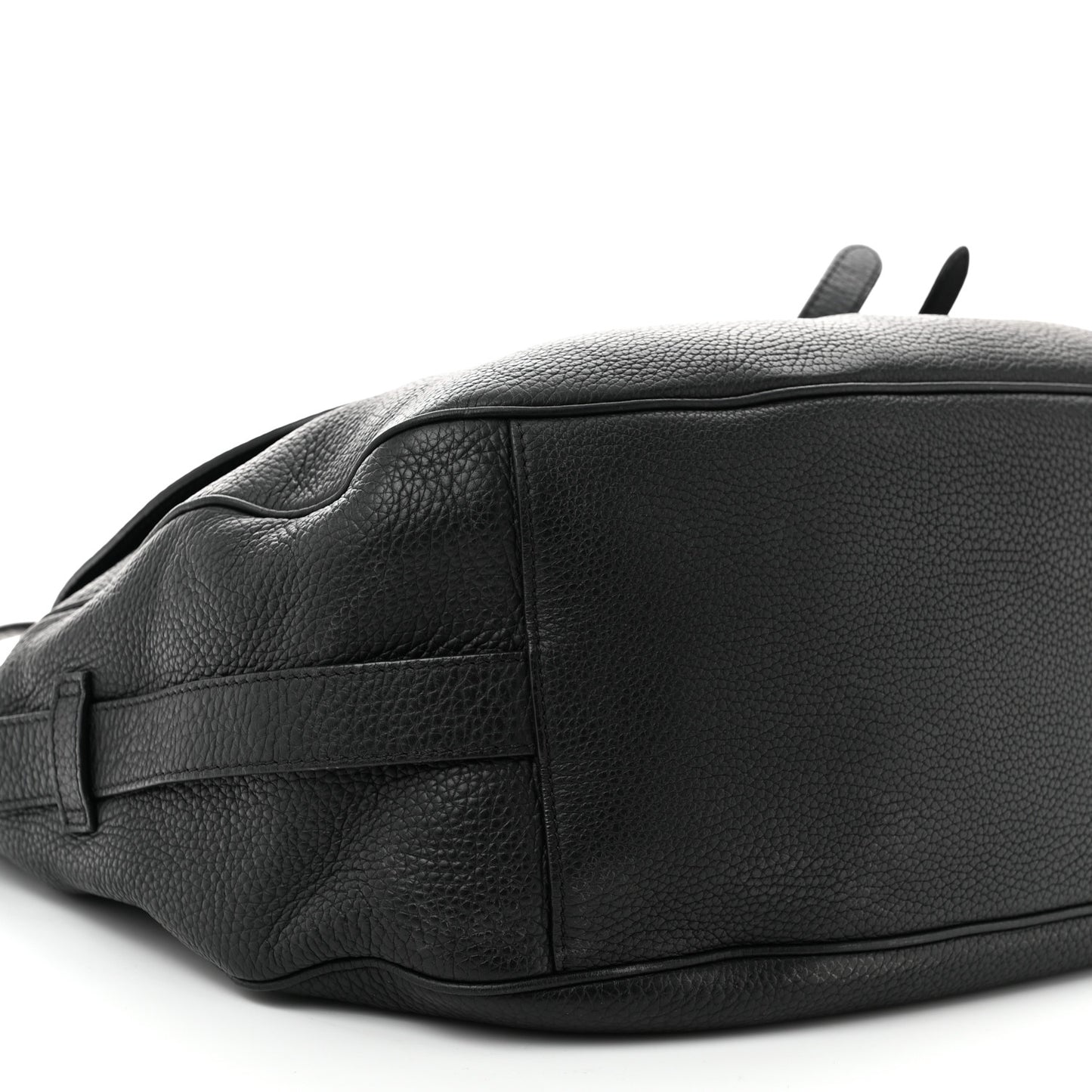 Grained Calfskin Saddle Soft Bag Black