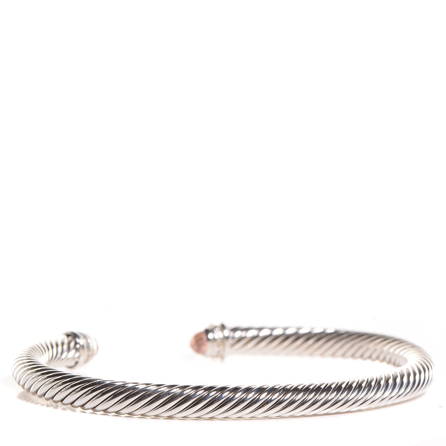 David Yurman Sterling Silver Diamond Morganite 5mm Cable Classics Bracelet 3 of 5