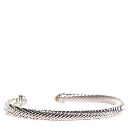 David Yurman Sterling Silver Diamond Morganite 5mm Cable Classics Bracelet 3 of 5