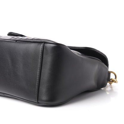 Gucci Calfskin Matelasse Small GG Marmont Top Handle Shoulder Bag Black 10 of 11