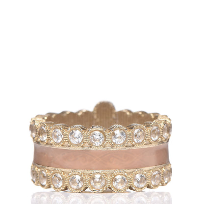 Chanel Crystal Enamel CC Ring 7 Gold 3 of 5