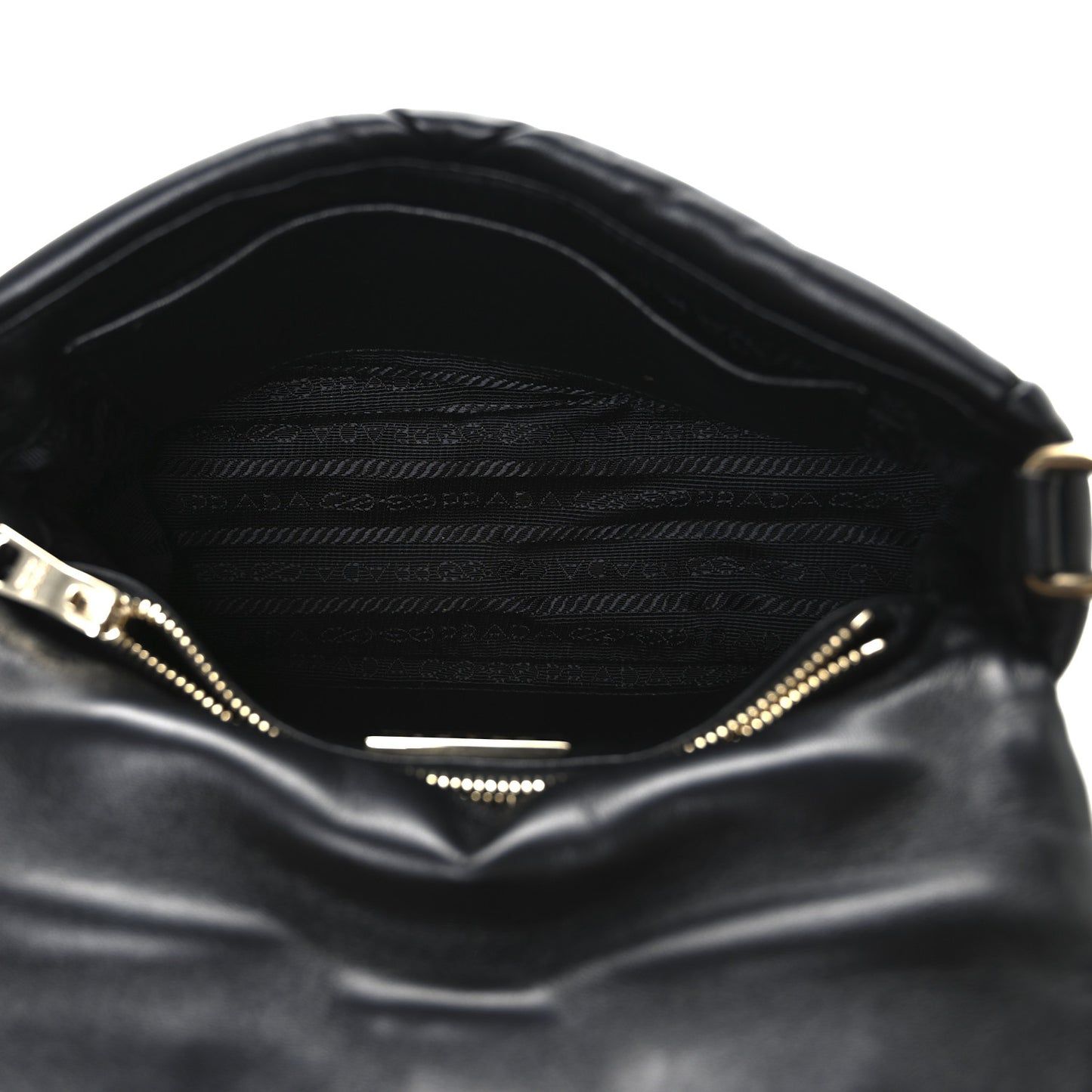 Nappa Re-Nylon Triangle Quilted Patchwork System Flap Shoulder Bag Black