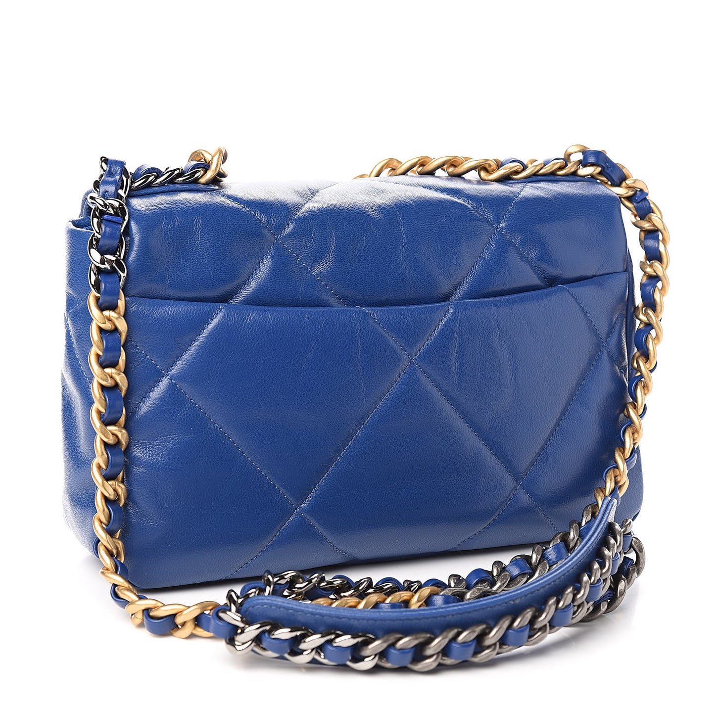 Goatskin Quilted Medium 19 Flap Dark Blue