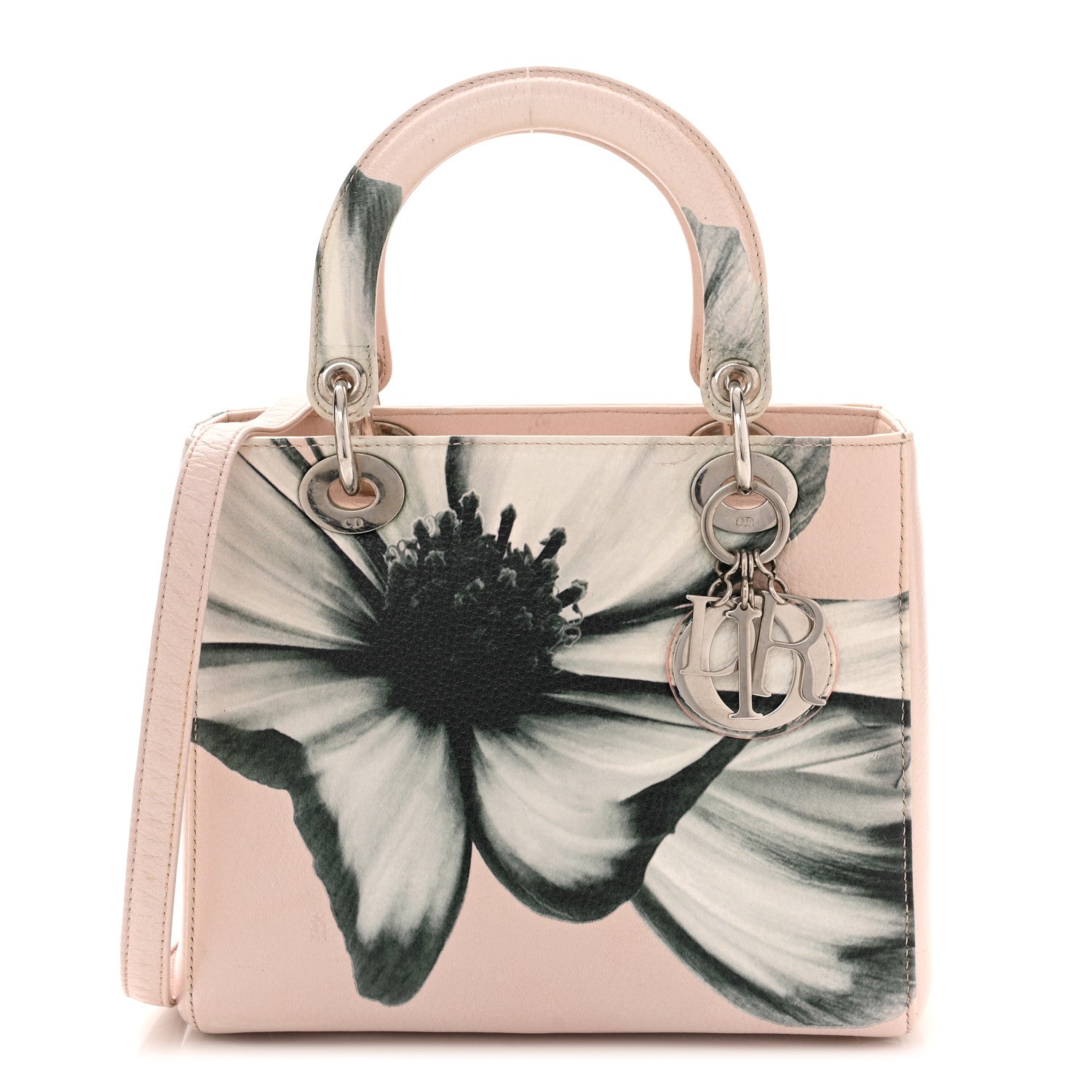 Christian Dior Deerskin Floral Printed Medium Lady Dior Pink 1 of 10