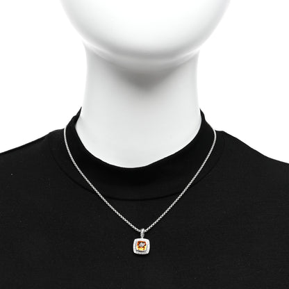 David Yurman Sterling Silver Diamond Citrine 7mm Petite Albion Pendant Necklace 2 of 4
