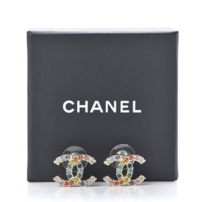 Chanel Crystal Over The Rainbow CC Earrings Gold Multicolor 5 of 5