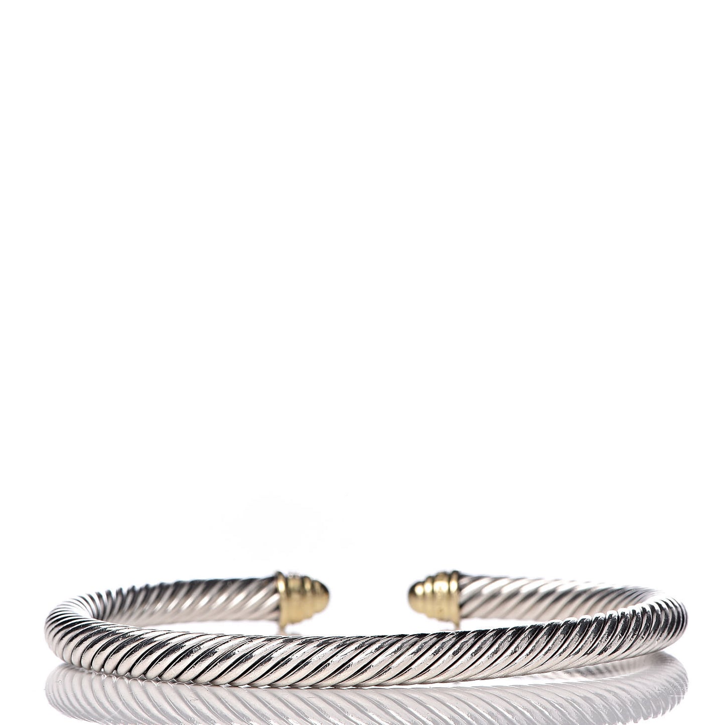 Sterling Silver 18K Yellow Gold Diamond 5mm Cable Classics Bracelet