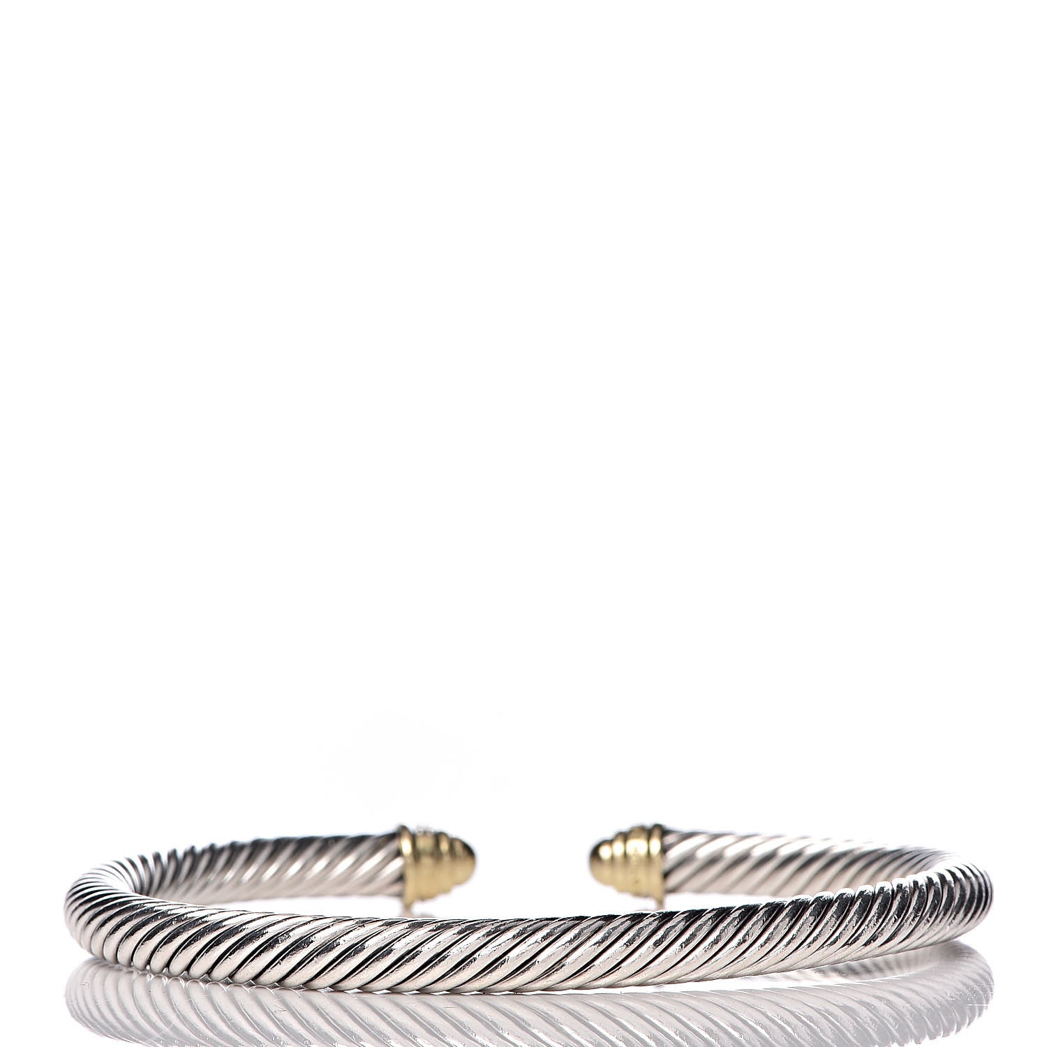 David Yurman Sterling Silver 18K Yellow Gold Diamond 5mm Cable Classics Bracelet 3 of 4