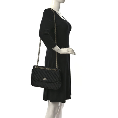 Balenciaga Nylon Jacquard Diagonal Logo Medium Scarf Lock Chain Shoulder Bag Black Red 2 of 14