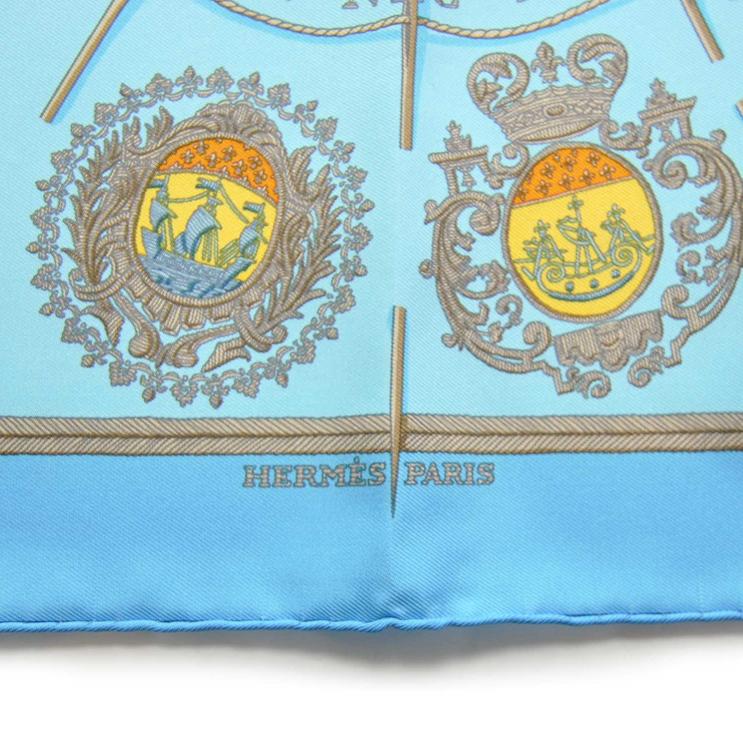 Hermes Silk Les Armes de Paris Pocket Square Scarf 5 of 6