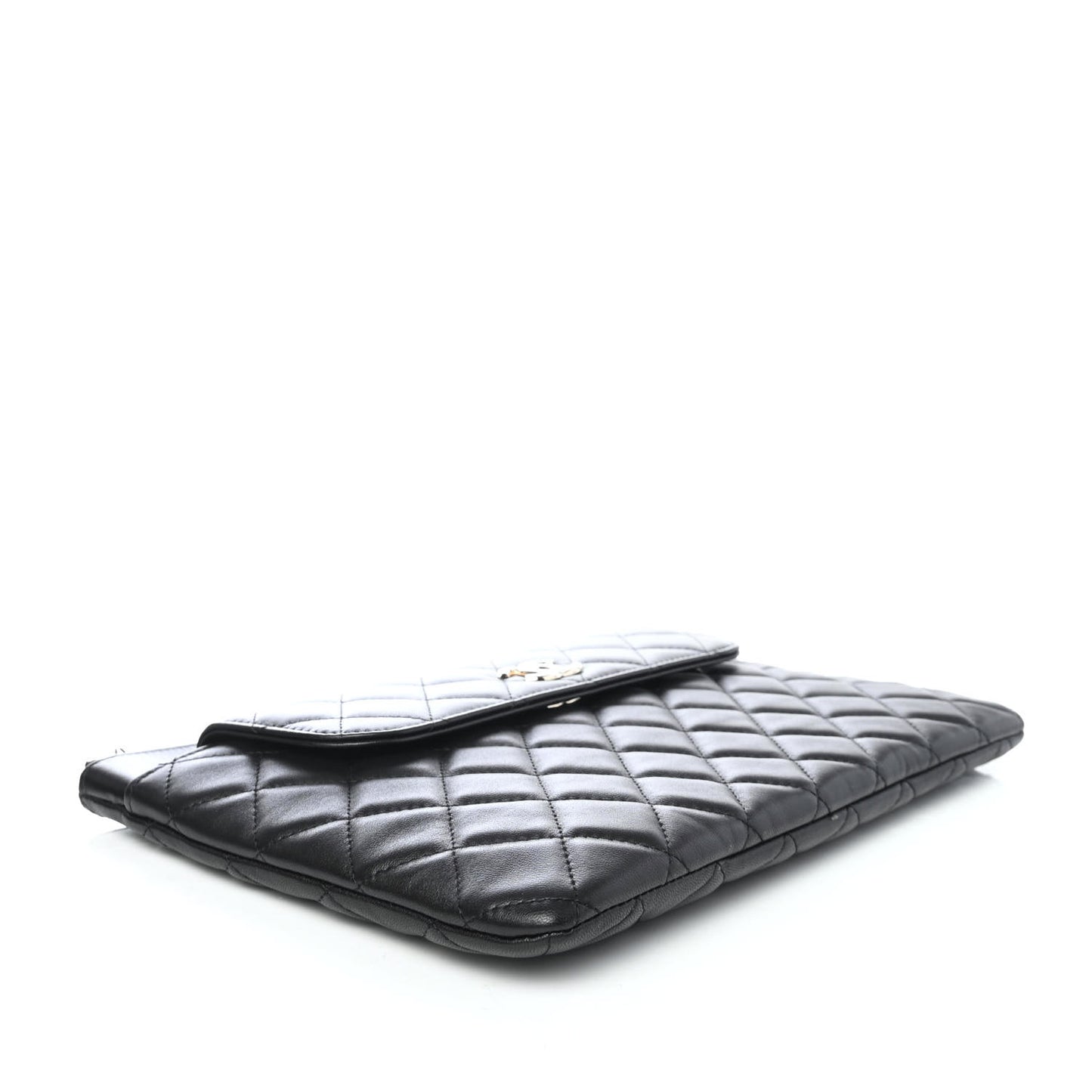 Lambskin Quilted Medium Flap Cosmetic Case Black