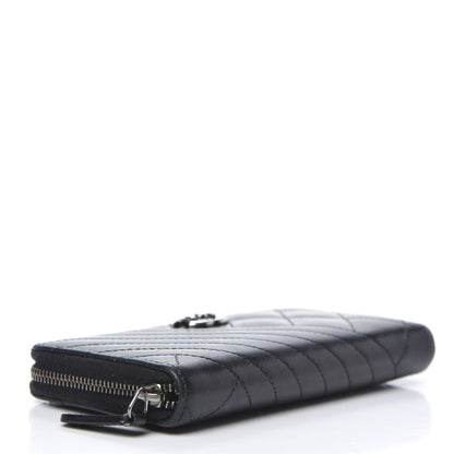 Chanel Glazed Calfskin Quilted Small Coco Boy Zip Around Wallet Black 4 of 9