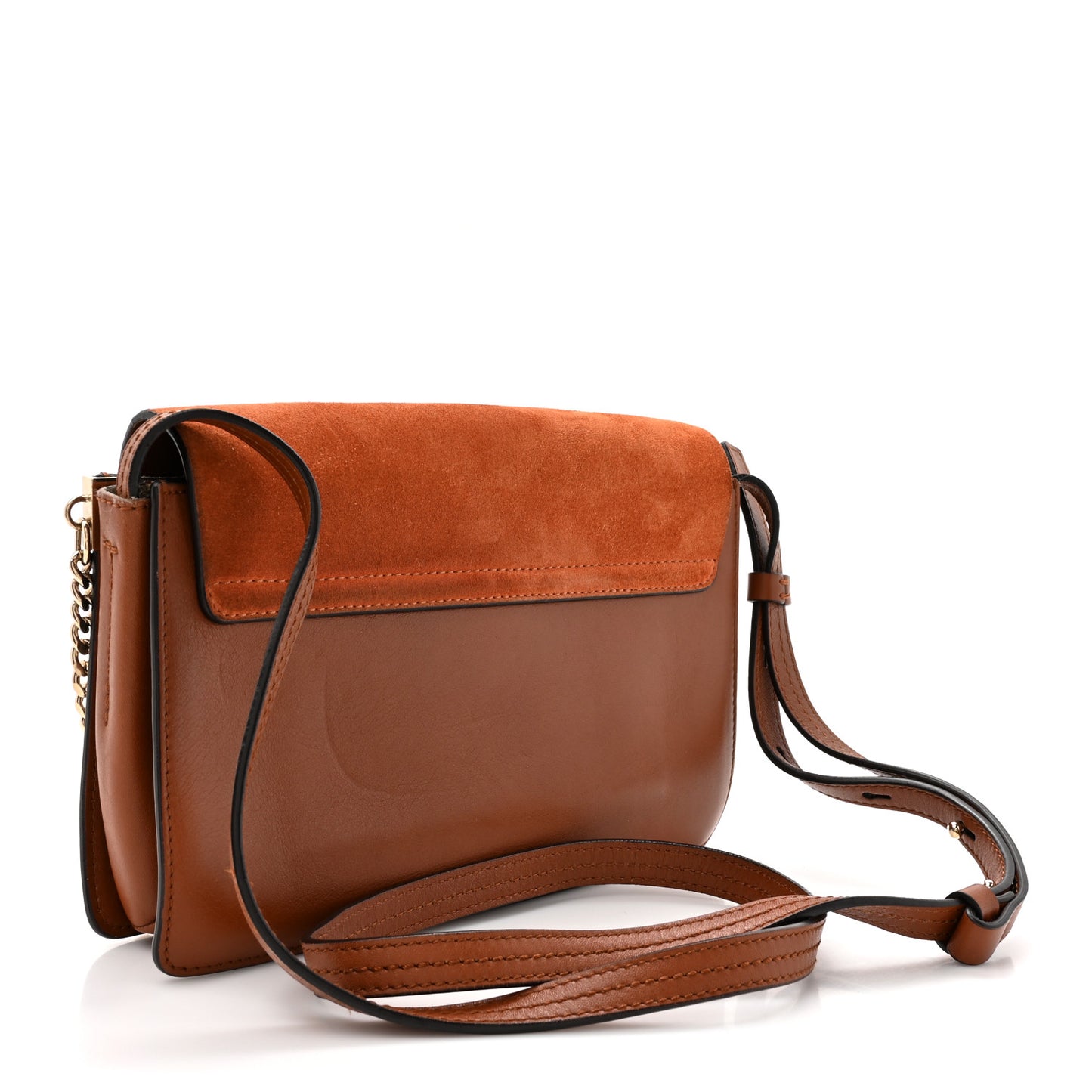 Suede Calfskin Small Faye Shoulder Bag Tobacco
