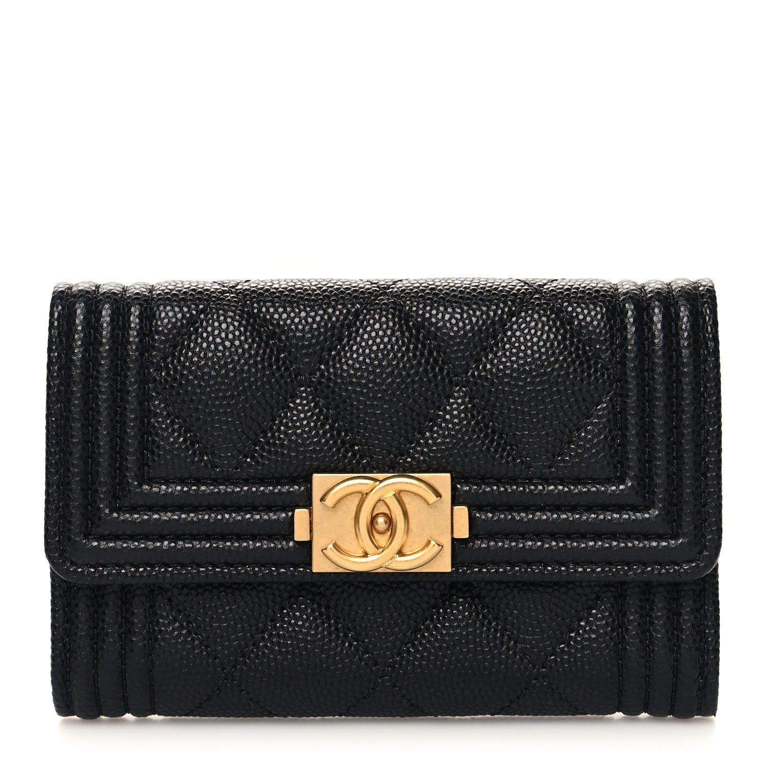 Chanel Caviar Quilted Boy Flap Card Holder Black 1 of 9