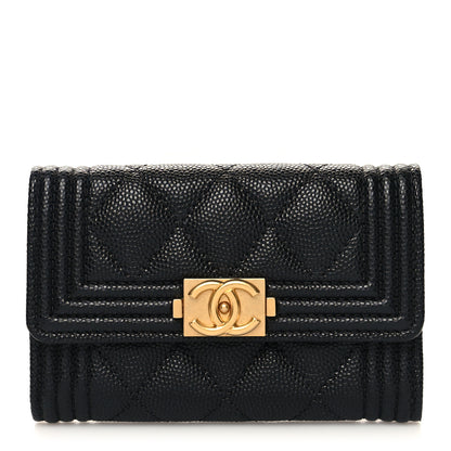 Chanel Caviar Quilted Boy Flap Card Holder Black 1 of 9