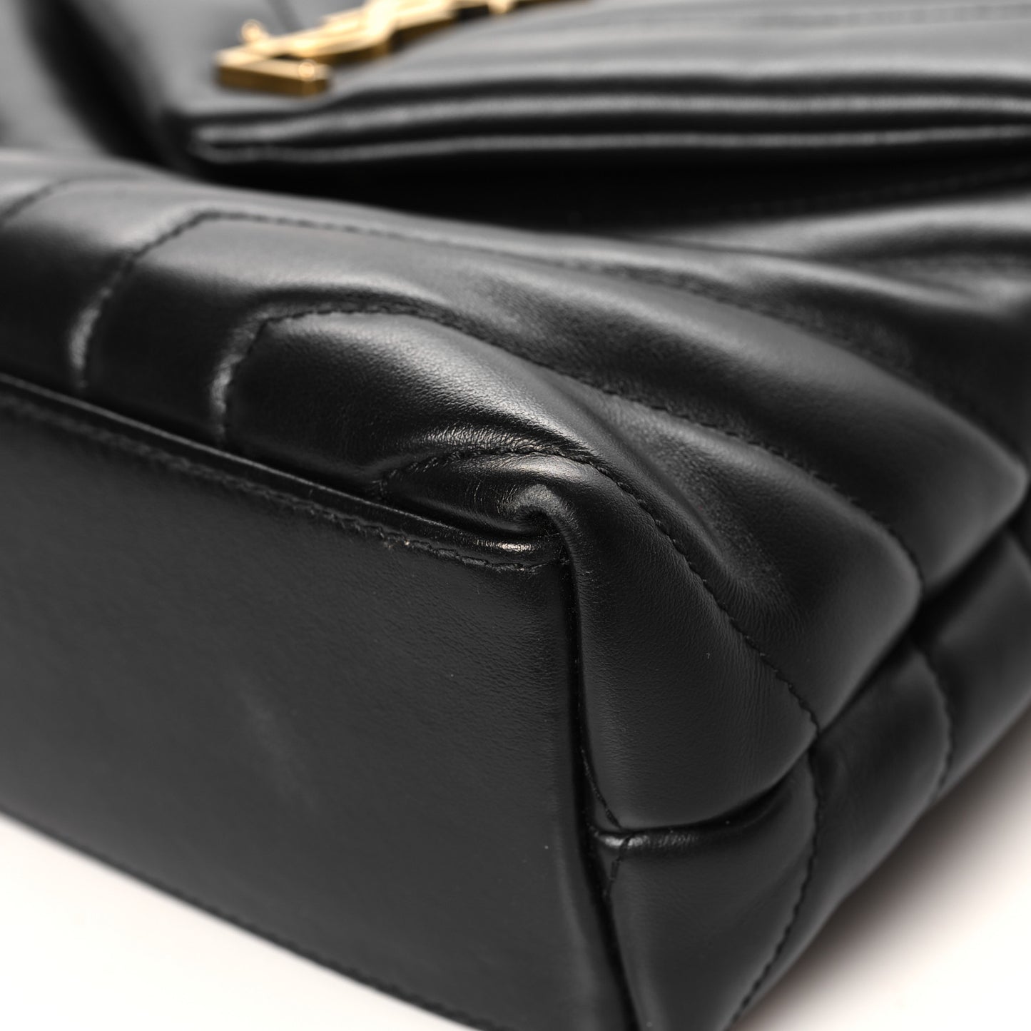 Calfskin Y Quilted Monogram Small Loulou Chain Satchel Black